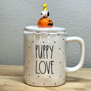 Rae Dunn Peanuts Collection Halloween Mug with a Woodstock and Snoopy Topper